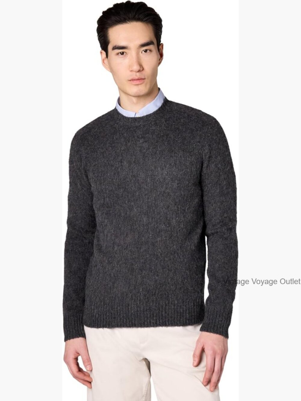 Men's Brushed Wool Crewneck Sweater Pullover Lightweight